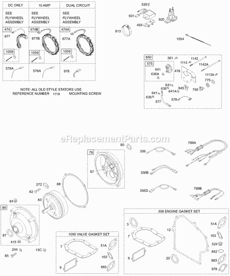 Page B Diagram and Parts List for  Briggs and Stratton Engine